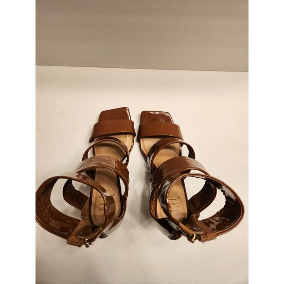 INC Liana Strappy Sandal Stiletto Heels Womens 8M Cognac Brown Patent Leather - Picture 5 of 9